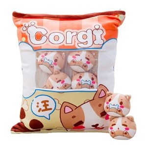 MMLUCK Có thể tháo rời Quà tặng bé gái Thú nhồi bông Sakura Bunny Đồ chơi nhồi bông Corgi Gối sang trọng Đồ chơi Pudding A Plushie Bag Túi đồ chơi sang trọng Ném gối
