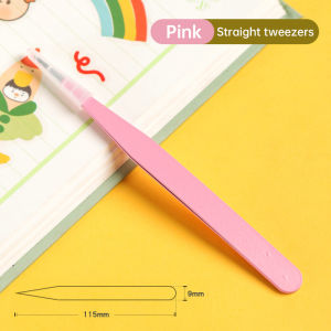🔥chageey👍 1Pcs Candy-Colored Tweezers Elbow Without Crimping Tape Stickers Scrapbook Stainless Tools Straight and Curved Anti-Static Tweezer Eyelashes Tweezers Makeup Tool