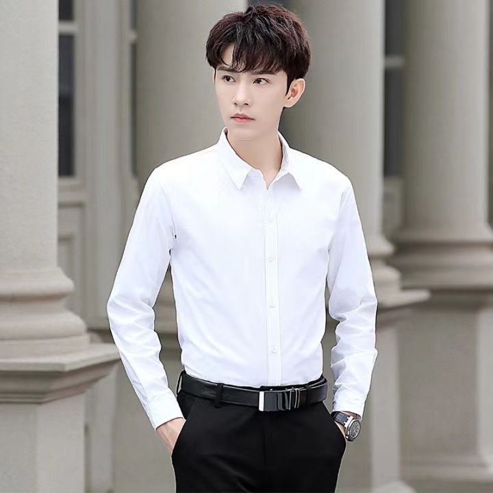 Men Shirt Long Sleeve Shirt Classic Korean Men s Plain Casual Fashion Business Formal Polo Lazada PH