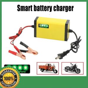 12V Portable Battery Charger – Fully Automatic Pulse Repair LCD Display for Motorcycle & Car Waterproof