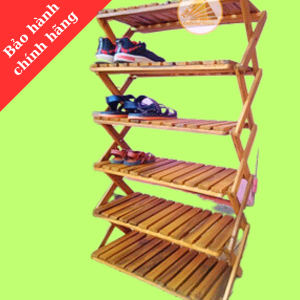Kệ để giày gỗ 6 tầng TopChoice gấp gọn ngang 60 cm 1 cái.