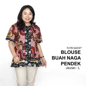 Blouse Big Size Wanita Atasan Batik Lengkap S-M-L-XL-2L-3L-4L-5L-6L-7L Model Blus Jumbo Seragam Batik / Atasan Formal Kantor Wanita Kerja / Pakaian Batik Kekinian LD 140