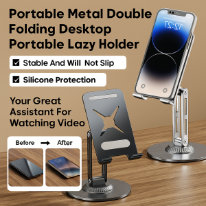 Folding Cell Phone Holder Dual Folding Portable Tablet Lazy Holder Rotatable