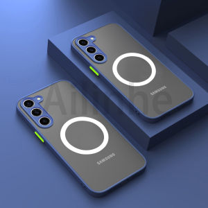 For Samsung Galaxy S23 S22 S21 Ultra Plus S21 FE A54 A53 A52 A34 A14 5G Case Luxury Magnetic For Magsafe Wireless Charge Armor Matte Shockproof Back Cover