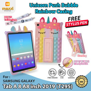 Samsung Tab A 8 inch A8 2019 T295 Unicorn Push Bubble Kid Case Anak Casing Lucu Cover Stand Tali
