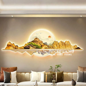 (HÌNH THẬT) Tranh treo tường đèn led núi non hùng vĩ 17 trang trí decor kèm đinh