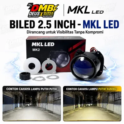 DMB Projector BiLED MKL MK2 Lampu Utama Motor LED Hi Low Devil Eye Merah Biru Universal