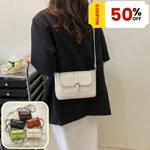 ZEFAN 【COD】ใหม่ฝรั่งเศส Vintage pu หนังผู้หญิงกระเป๋าสะพายกระเป๋าสะพายเดี่ยวอารมณ์สีทึบกระเป๋าสี่เหลี่ยมขนาดเล็กในเมืองที่เรียบง่ายเดินทางกระเป๋าสตรี