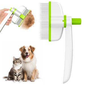 Pet Lược chải tóc 2025 nâng cấp rộng hơn mèo Lược bắt bọ chét với nút nhả 360 độ xoay bàn chải chải lông cho thú cưng cho ngắn và tóc dài Chó mèo làm sạch lông thú cưng sạch lược cho đổ