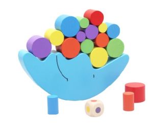 Wooden Moon Balance Block Balancing Training Motor Skill Learning Color Brain Develop Montessori Education Toy-T001