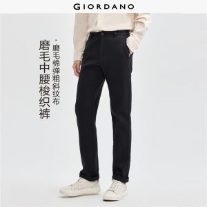 GIORDANO Men Pants Stretchy Brushed Twill Pants Mid Rise Straight Leg Regular Fit Fashionable Casual Pants 01116744