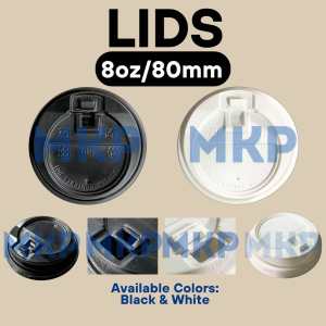 (50pcs) Coffee Lids (80mm for 8oz / 90mm for 12oz 16oz) (Black / White) (TAKIP Only)