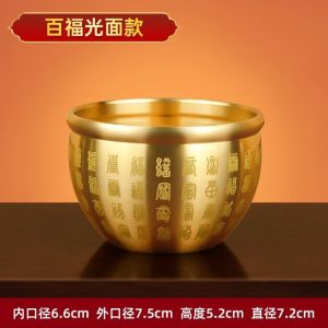 ☃☌✻ kaiyue1997 Brass money buford cylinder barrel bedroom living room Brass fortune-attracting hundred-blessing jar rice jar wealth-gathering ornament for bedroom living room study desktop pure copper hundred-blessing water jar