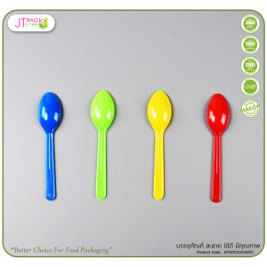 พลาสติกแข็ง ช้อนไอติม รีน่าคละสี แรง ทนทาน (50คัน/แพ็ค) ช้อนพลาสติกแฟนซี