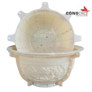 Khuôn Đổ Chậu Công CNC Tròn 73 Họa Tiết Thuyền Buồm Mai Rồng Kèm Chân Đôn