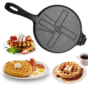 Vktech Iron Waffle Iron Non-Stick Waffle Cake Maker Waffle Skillet for Stovetop Or Grill