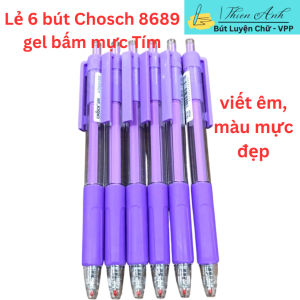 Lẻ 6 bút/Hộp 12 bút ɡel bấm Chosch 8689 mực Tím/Xanh ngòi 0.5mm màu mực đều tươi đẹp viết êm