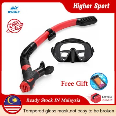 WHALE MK1000 + SK900 Professional Diving Snorkeling Silicone Snorkel Glasses Set