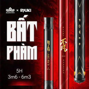 Cần Câu Tay Ryuki Bất Phàm 5H - 6H - 8H (Xoắn X Toàn Thân) tặng 1 ngọn phụ đặc cần câu đài cần câu cá