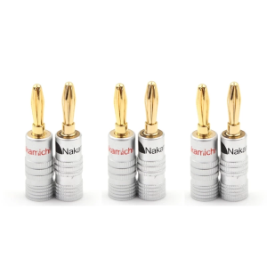[SG Local Stock]6/12Pcs Golden Nakamichi Speaker Banana 4MM Plug Connector Adapter Connectors
