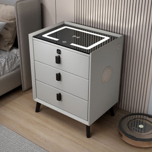 Smart nightstand bedroom simple multifunctional with light fingerprint lock wireless charging nightstand with bluetooth speaker