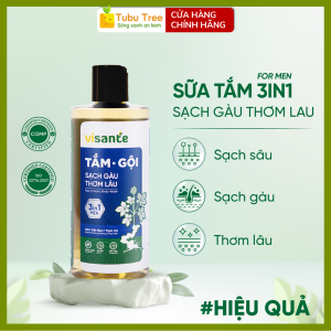 SữaTắm Gội 3in1Cho Nam VISANTE Chiết Xuất Sâm Làm Sạch Toàn Diện 300ml