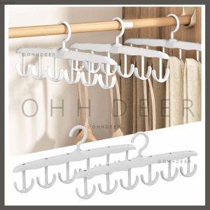 OHHDEER Multifunctional Plastic Clothes Hanger 360° Rotating 6 Hook Clothing Hanger Penyangkut Baju