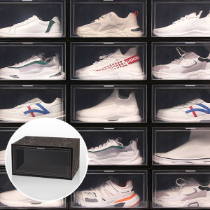 【Fans tone】8Pcs Large Flip-open Storage Box Foldable Stackable AJ Shoe box New Shoe Rack Shoe Cabinet Shoe Organizer