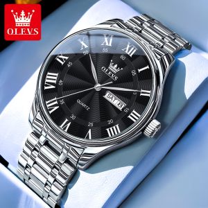 OLEVS Jam Tangan Pria Anti Air Original Analog Cowok Terbaru Fashion Hitam Luxury Watch Men Cod
