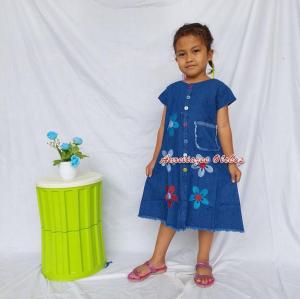 Dress Jeans Anak Motif Kembang Melati (18 Bulan-20 Tahun)