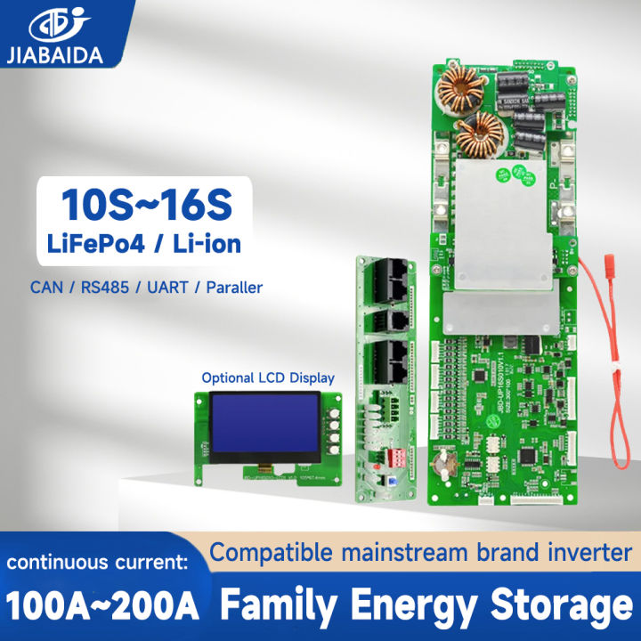 JIABAIDA BMS Smart Home Energy Storage Li-ion LiFePO4 16S 48V BMS 100A ...