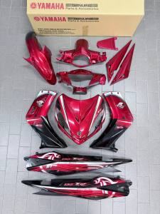 COVERSET LC V1 LC135 YAMAHA ORIGINAL HLY BATIK MEROON HITAM FREE EMBLEM STRIPE SIAP TAMPAL