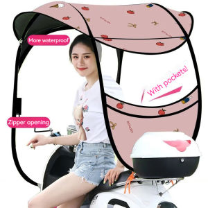 Fully Enclosed Electric Ebike Motorcycle Umbrella Canopy AwningUniversal Motor Scooter Umbrella Mobility Sun Shade Rain Cover UV Resistant Protection