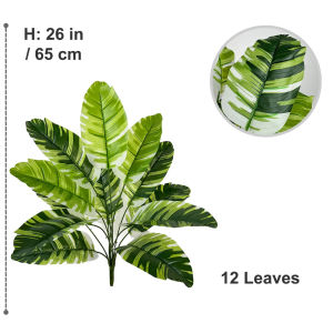 1 PC No‑Pot Large Artificial Simulation Variegated Banana Leaves Fake Tropical Plant Natural Looking Faux Green Leaves Ornamen