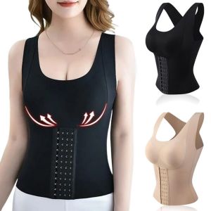 GOOTRADES บราเสริมฟองน้ำ เสื้อกั๊กกระชับสัดส่วน การควบคุมหน้าท้อง ปรับได้ปรับได้ ยกทรงทริมเมอร์ สะดวกสบายสบายๆ ไร้รอยต่อไร้รอยต่อ แก้ไขท่าทางและแก้ไข สำหรับผู้หญิง