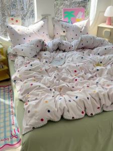 1pc Comforter Cover Skin-Friendly Cotton Shell-Edge Printed Comforter Cover Soft Breathable Duvet Cover with Decorative Embroidery Luxury Bedding