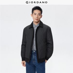 GIORDANO Men Jackets Zig-Zag Quilted Jackets Contrast Corduroy Trimmed Retro Fashion Casual Warm Jackets 13075642