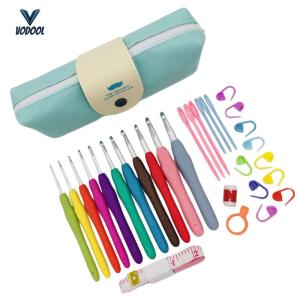 Crochet Hooks Set Yarn Knitting Needles with Case Colorful Crochet Hooks Kit Ergonomic Handle for Mom Grandma Gifts [Vodool Center]