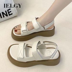 IELGY Korean style sports sandals for female students fashionable and casual new thick-soled Velcro flats