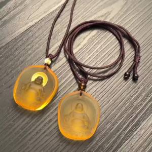 高档琉璃布袋弥勒佛吊坠收藏版彩绘袈裟款大肚笑佛本命佛保平安