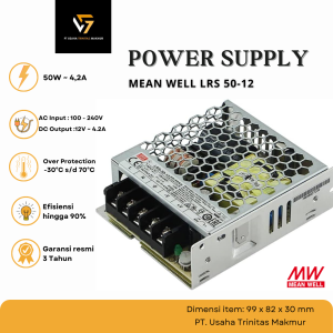 Power Supply Adaptor Switching Mean Well LRS 50-12 50W 12V 4.2A Trafo Adapter Travo Jaring Power Unit PSU SMPS 12V (Garansi 3 tahun)