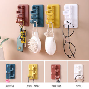 4PCS Colorful Hanging Hook With Adjustable 4 Hook Wall Mounted Self Adhesive Kitchen Home Hang Racks