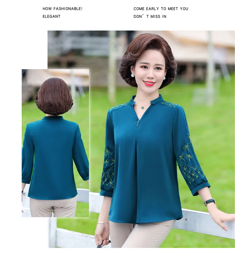 BTB.WO New Shirt Women Summer Solid Blouse Half Sleeve Casual Plus Size  Tops and Blouses 35-55S years old