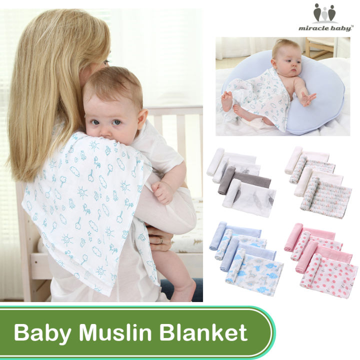 Miracle Baby Blanket 4pcs in Pack Swaddle Muslin Cotton Blankets  Multi-use For Baby Towel Recieving Blanket Newborn Swaddle Muslin Infant  Gauze Baby