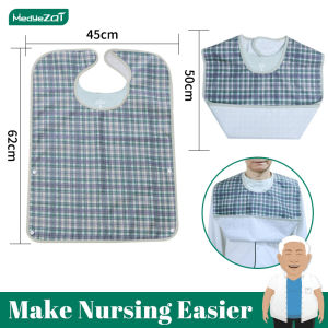 ZHENQINGHULI Adult Bib Apron Waterproof Elderly Washable Bib Portable Clothing Protector Pocket Waterproof Adult Mealtime Protector
