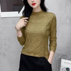 Áo nhung giữ nhiệt thời trang nữ mùa đông áo dài tay chống lạnh cổ cao