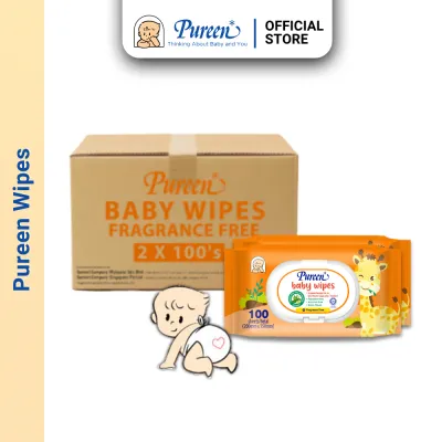 PUREEN BABY FRAGRANCE-FREE WIPES (2X100s X 12 PACKS)