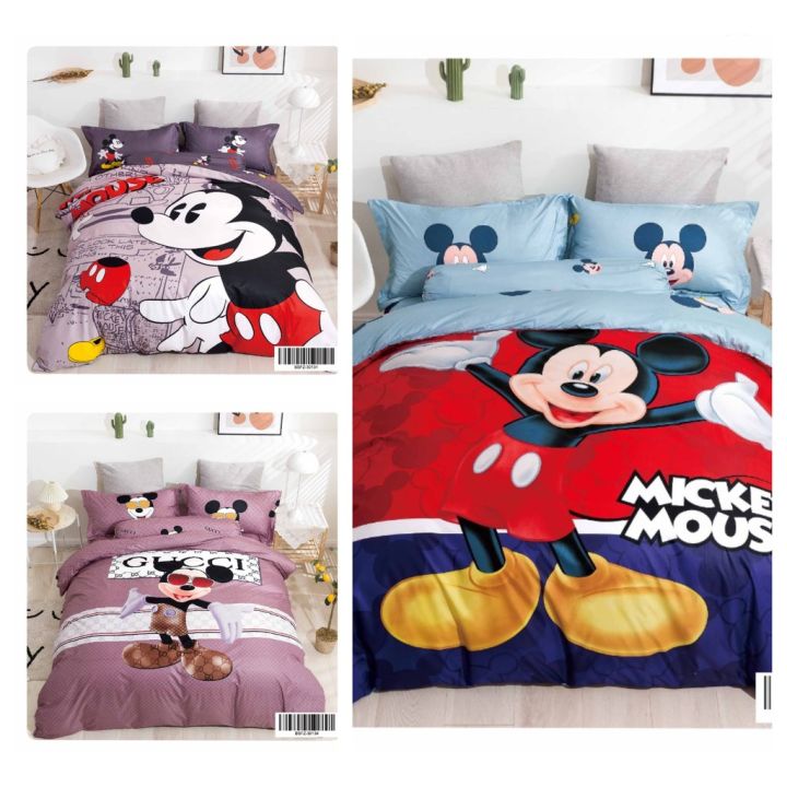 Cartoon Design Mickey Mouse Bedsheet Design Queen King 5in1 Fitted