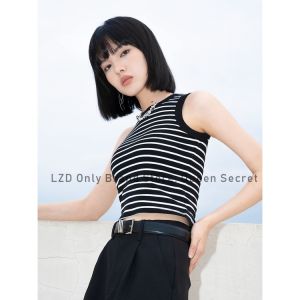 French design striped top with chest pad black white and grey base top