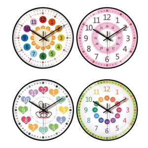 Children 8Inch Cartoon Wall Clock Quiet Movement Telling Time Teaching Clock Easy Time Reading For Early Education